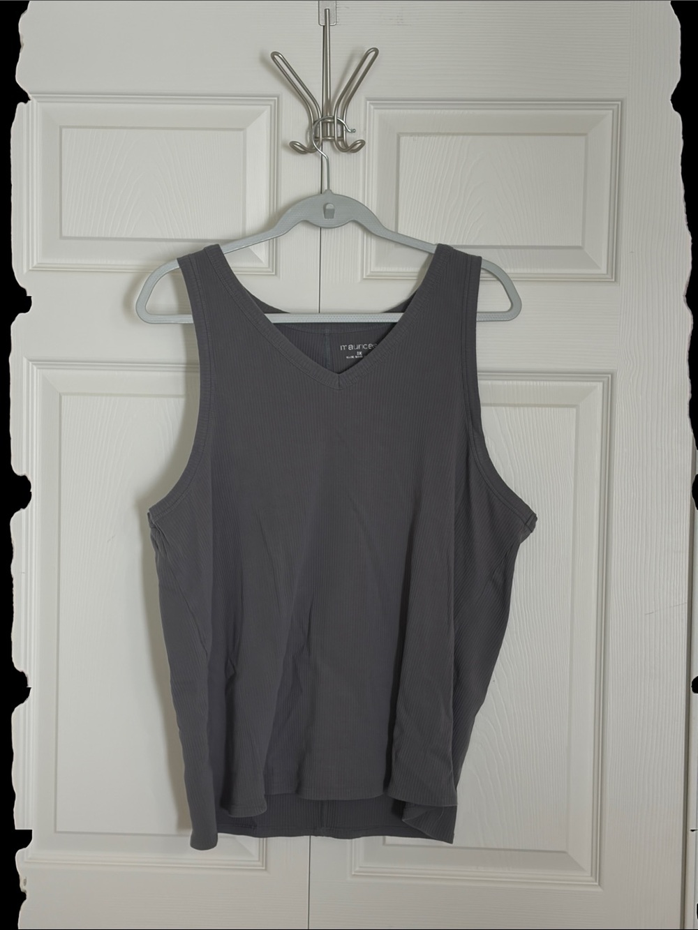 3 Maurices Charcoal Gray , pink and red Ribbed V-Neck Tank